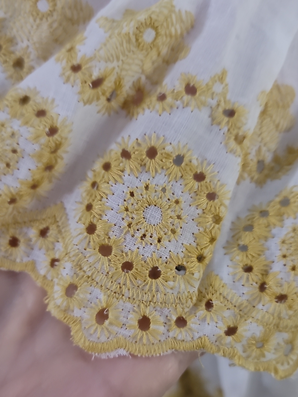 White & Gold Embroidered Ruffle Top - Picture 7 of 7